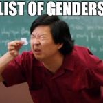 To y'all dumb people who think there are more than 2 genders | LIST OF GENDERS | image tagged in tiny list | made w/ Imgflip meme maker
