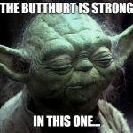 Butthurt Yoda | THE BUTTHURT IS STRONG; IN THIS ONE... | image tagged in butthurt yoda | made w/ Imgflip meme maker