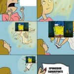 Spongebob week, a Landon_The_Memer event.(template via DashHopes!) | I HATE SPONGEBOB! SPONGEBOB SQUAREPANTS ROCKS! | image tagged in we don't care,spongebob week,spongebob,dashhopes,dont you squidward,oh wow are you actually reading these tags | made w/ Imgflip meme maker