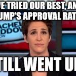 The Media can't believe this is happening... again..  | WE TRIED OUR BEST, AND TRUMP'S APPROVAL RATING; STILL WENT UP ! | image tagged in msnbc news,donald trump,approval rating,keeps going up | made w/ Imgflip meme maker