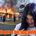 Disaster Mima | It got a bit too wild | image tagged in disaster mima,memes | made w/ Imgflip meme maker