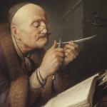 Gerrit Dou, Old Scholar sharpening a Quill Pen