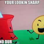 Pin and Coiny in basket | YOUR LOOKIN SHARP; NO DUR | image tagged in pin and coiny in basket | made w/ Imgflip meme maker