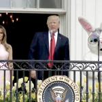 trump with melania and easter rabbit meme
