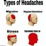 Types of Headaches meme | TEACHING YEAR 10 | image tagged in types of headaches meme | made w/ Imgflip meme maker