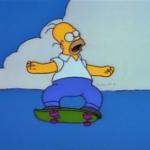 Homer Simpson skateboard jump