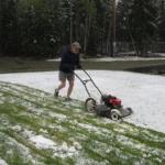 mowing snow