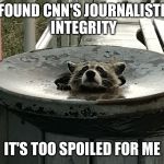 Trash panda treasure | I FOUND CNN'S JOURNALISTIC INTEGRITY; IT'S TOO SPOILED FOR ME | image tagged in trash panda,cnn,journalism | made w/ Imgflip meme maker