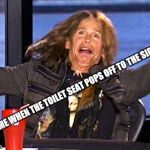 I hate it when this happens! | ME WHEN THE TOILET SEAT POPS OFF TO THE SIDE. | image tagged in steven tyler | made w/ Imgflip meme maker