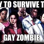 L4d2 squad | TRY TO SURVIVE THE; GAY ZOMBIE | image tagged in l4d2 squad | made w/ Imgflip meme maker