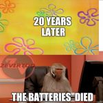 MONKEY COMPUTER | I LOVE YOU TUBE; 20 YEARS LATER; THE BATTERIES  DIED; DANG IT | image tagged in monkey computer,spongebob time card background | made w/ Imgflip meme maker