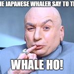 evil shout out | WHAT DID THE JAPANESE WHALER SAY TO THE FEMINIST; WHALE HO! | image tagged in evil shout out | made w/ Imgflip meme maker
