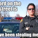 Please tell me it's just hearsay! | Word on the street is; you've been stealing memes | image tagged in police | made w/ Imgflip meme maker