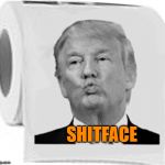 Trump Toilet Paper | SHITFACE | image tagged in trump toilet paper shitface funny | made w/ Imgflip meme maker