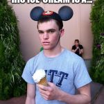 disappointed Disney kid | IN TRAINING FOR THE DAY HIS ICE-CREAM IS A... CREAM PIE | image tagged in disappointed disney kid | made w/ Imgflip meme maker