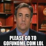 Michael Cohen | PLEASE GO TO GOFUNDME.COM LOL | image tagged in michael cohen | made w/ Imgflip meme maker