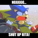 Sonic- Shut Up Tails | NGGGGG... SHUT UP RITA! | image tagged in sonic- shut up tails | made w/ Imgflip meme maker