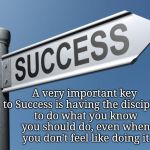 success | A very important key to Success is having the discipline to do what you know you should do, even when you don't feel like doing it | image tagged in success | made w/ Imgflip meme maker