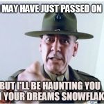 Full metal jacket | I MAY HAVE JUST PASSED ON; BUT I'LL BE HAUNTING YOU IN YOUR DREAMS SNOWFLAKE | image tagged in full metal jacket | made w/ Imgflip meme maker