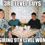 nerd party | 3RD LEVEL GUYS; DESIRING 9TH LEVEL WOMEN | image tagged in nerd party | made w/ Imgflip meme maker