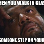 Crying Carlton | WHEN YOU WALK IN CLASS; AND SOMEONE STEP ON YOUR JAYS | image tagged in crying carlton | made w/ Imgflip meme maker