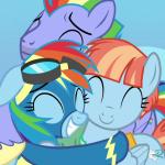 Rainbow dash hugs her parents