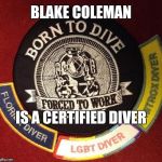 Blake Coleman is a diver | BLAKE COLEMAN; IS A CERTIFIED DIVER | image tagged in dive,diver,lightning,hockey | made w/ Imgflip meme maker