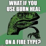 Dino | WHAT IF YOU USE BURN HEAL; ON A FIRE TYPE? | image tagged in dino | made w/ Imgflip meme maker