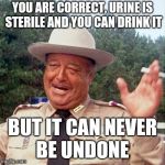 Your argument is invalid | YOU ARE CORRECT, URINE IS STERILE AND YOU CAN DRINK IT; BUT IT CAN NEVER BE UNDONE | image tagged in buford t justice,nsfw | made w/ Imgflip meme maker