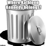 Trash can full | Where Kathleen Kennedy belongs! | image tagged in trash can full,kathleen kennedy | made w/ Imgflip meme maker