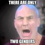 This should answer the great question | THERE ARE ONLY; TWO GENDERS | image tagged in picard lights,gender,sjw | made w/ Imgflip meme maker