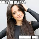 Havana | MY HEART IS IN HAVANA; HAVANA OOH NA NA | image tagged in camila cabello,memes | made w/ Imgflip meme maker