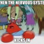 Nervous Krabs | WHEN THE NERVOUS SYSTEM; KICKS IN | image tagged in nervous krabs | made w/ Imgflip meme maker