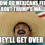 Sombrero Mexican | HOW DO MEXICANS FEEL ABOUT TRUMP'S WALL? THEY'LL GET OVER IT. | image tagged in sombrero mexican | made w/ Imgflip meme maker
