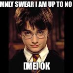 Harry Potter Wisdom | I SOLEMNLY SWEAR I AM UP TO NO GOOD; [ME] OK | image tagged in harry potter wisdom | made w/ Imgflip meme maker