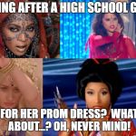 High School Girl Viciously Attacked For Cultural Appropriation For Her Prom Dress, But It's Okay If Divas Do It! | GOING AFTER A HIGH SCHOOL GIRL; FOR HER PROM DRESS?  WHAT ABOUT...? OH, NEVER MIND! | image tagged in cultural appropriation divas,cultural appropriation,prom,dress | made w/ Imgflip meme maker