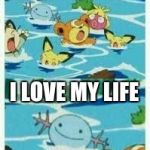 Look, as Wooper's the only one smiling | I LOVE MY LIFE | image tagged in evil wooper | made w/ Imgflip meme maker