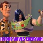 Mima everywhere | DELICIOUS WIVES EVERYWHERE | image tagged in mima everywhere,memes,macron | made w/ Imgflip meme maker