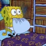 Spongebob Eating Pillow in Bed