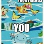When you swim | YOUR FRIENDS; YOU | image tagged in evil wooper | made w/ Imgflip meme maker