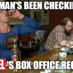 Don't drink and fly. Marvel Week, a BatmanTheDarkKnight0 event (Extended). | SUPERMAN'S BEEN CHECKING OUT; 'S BOX OFFICE RECEIPTS | image tagged in superman drinking,memes,marvel week,avengers infinity war,marvel,dc | made w/ Imgflip meme maker