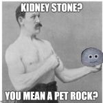 Overly Manly Man | KIDNEY STONE? YOU MEAN A PET ROCK? | image tagged in memes,overly manly man,kidney stones | made w/ Imgflip meme maker