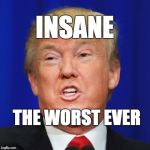 Trump: insane & the worse ever. | INSANE; THE WORST EVER | image tagged in trump,donald trump,maga,fraud,insane | made w/ Imgflip meme maker