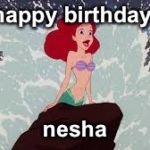Little Mermaid | happy birthday; nesha | image tagged in little mermaid | made w/ Imgflip meme maker