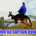 Kangaroo person | WHO DA CAPTAIN NOW? | image tagged in kangaroo person | made w/ Imgflip meme maker