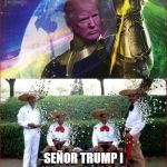 Trump Thanos | SEÑOR TRUMP I NO FEEL SO GOOD | image tagged in trump thanos | made w/ Imgflip meme maker