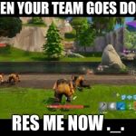 fortnite | WHEN YOUR TEAM GOES DOWN; RES ME NOW ._. | image tagged in fortnite | made w/ Imgflip meme maker
