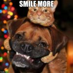 dogs an cats | SMILE MORE | image tagged in dogs an cats | made w/ Imgflip meme maker