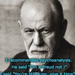 Sigmund Freud | I recommended psychoanalysis. He said "I'm a Freud not !"; I said "You're still Jung, give it time" | image tagged in sigmund freud | made w/ Imgflip meme maker