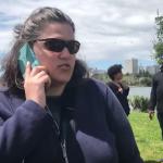 White woman calling the cops